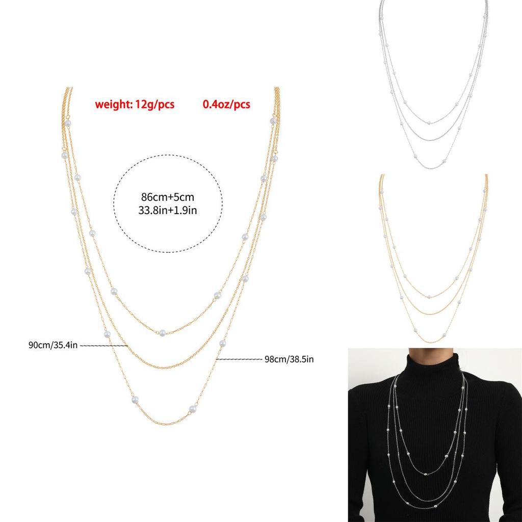 Fashion Long Pendant Necklace With O Link Chain And Pearl For Daily Wear