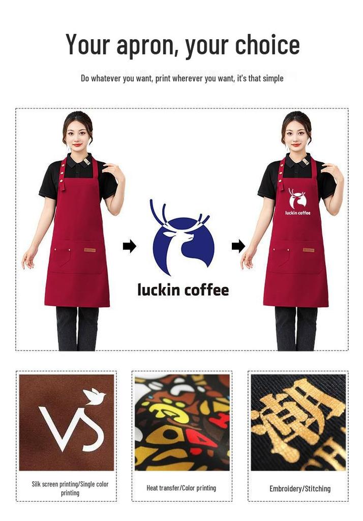 2025 Plus-Size Unisex Waterproof Barista Apron - Custom Print Canvas for Catering