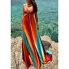 Sexy Gradient Sling Strand Langes Kleid Frauen Vintage Ärmelloses Schnüren Aushöhlen Rohr Kleider Weibliche Chic Street Party Urlaub