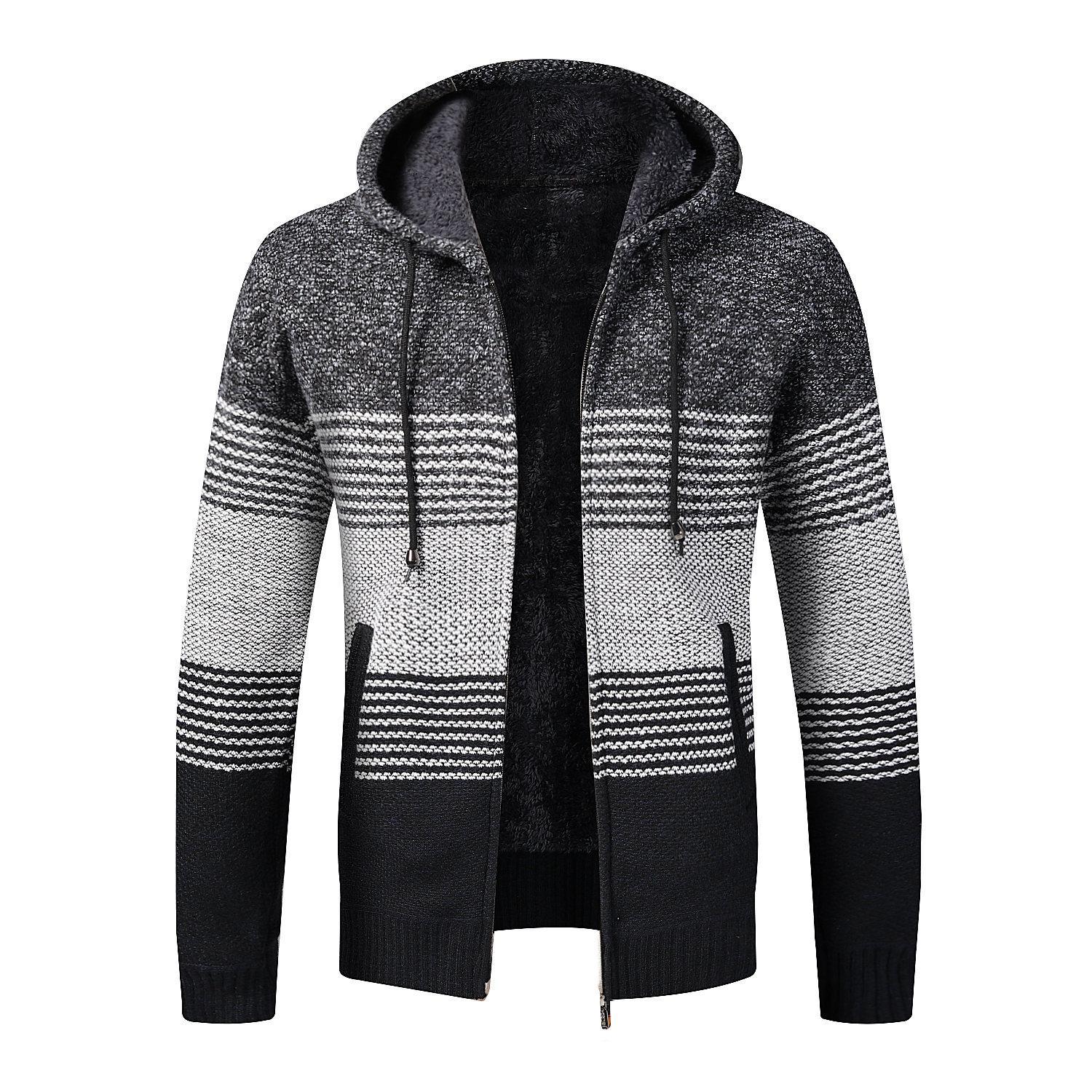 

Свитер с капюшоном, кардиган, мужской свободный плюшевый утолщенный свитер соответствующего цвета, пальто XXXL