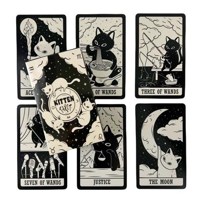 Kawaii Cat Tarot Cards Magic Full English Read Fate Deck Board Game Family Playing Birthday Gift Pink Cute Lovely Cat Oracle