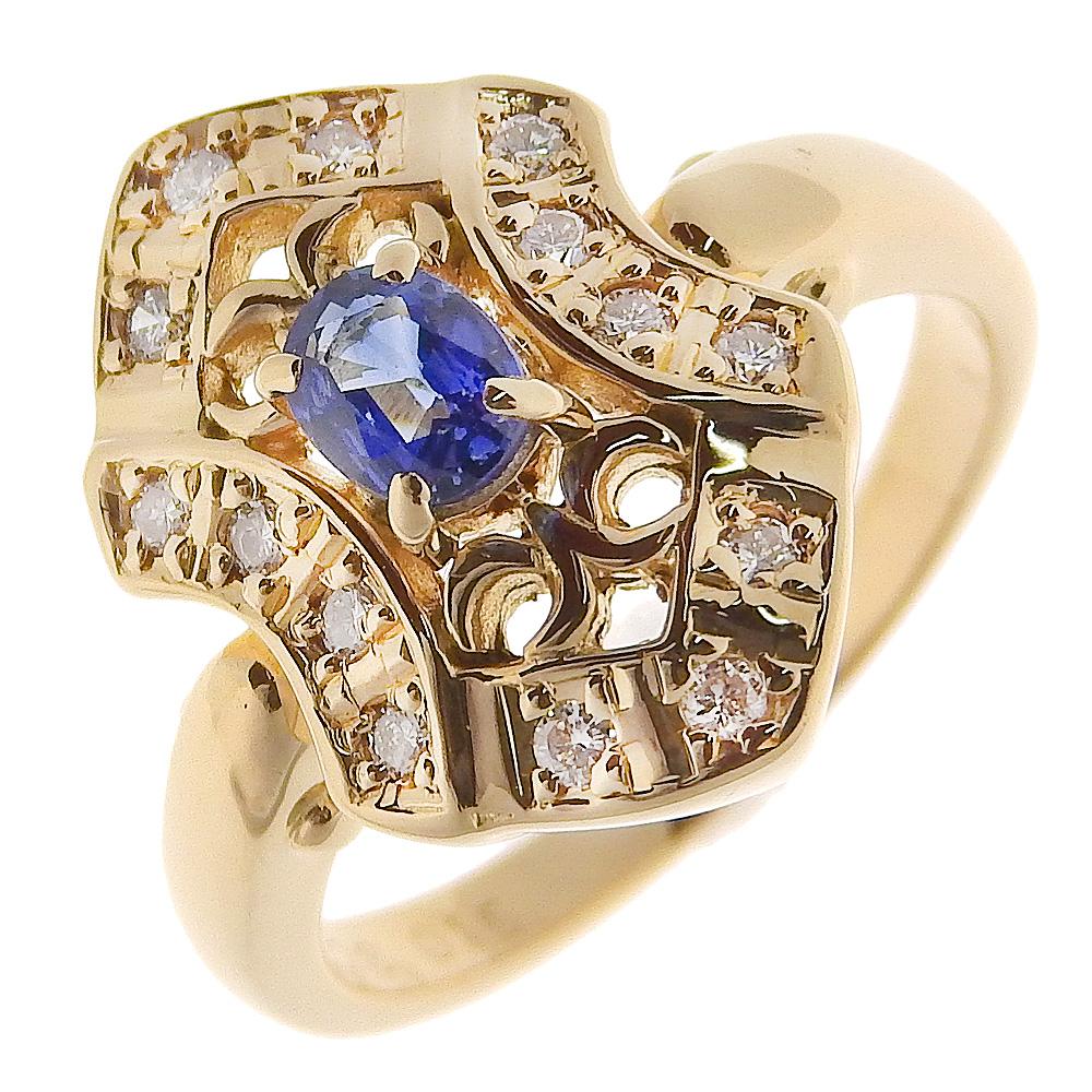 

Ring K18 yellow gold/sapphire/diamond #5.8(US Size) 5.8g Women Used