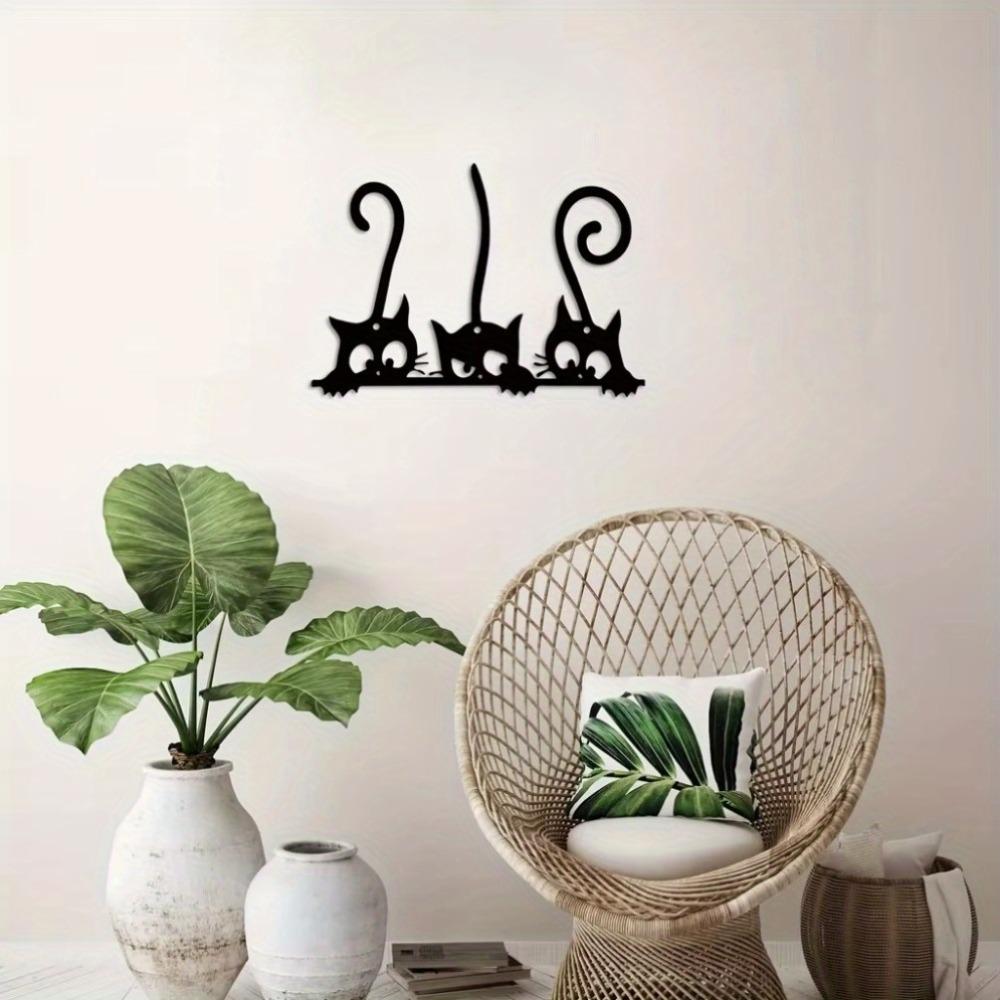 Charming Cat Metal Wall Art Elegant Living Room and Bedroom Decor Sculpture