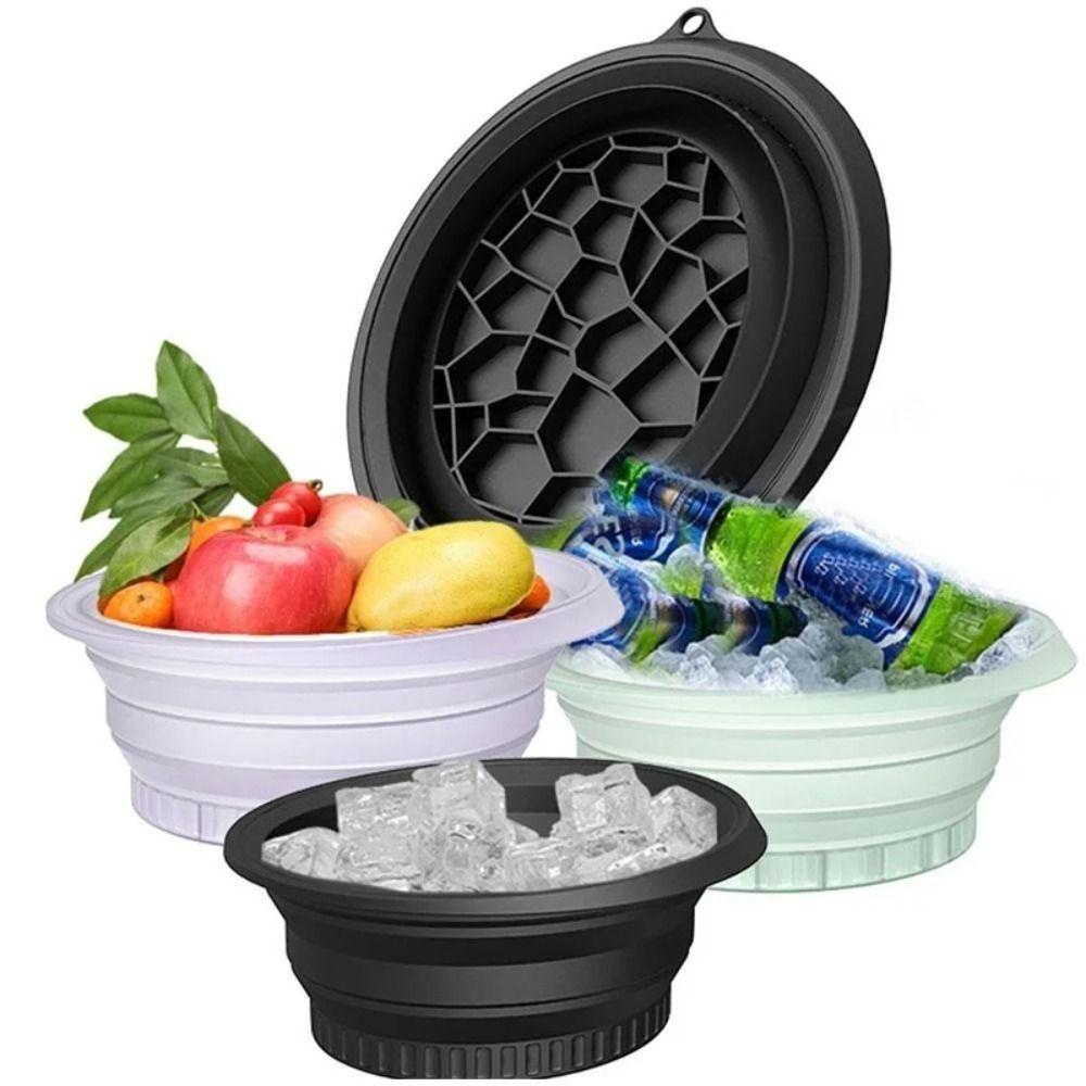 Silicone Foldable Face Ice Bath Bowl Large Ice Water Facials Bowl Ice Folding Basin  Travel