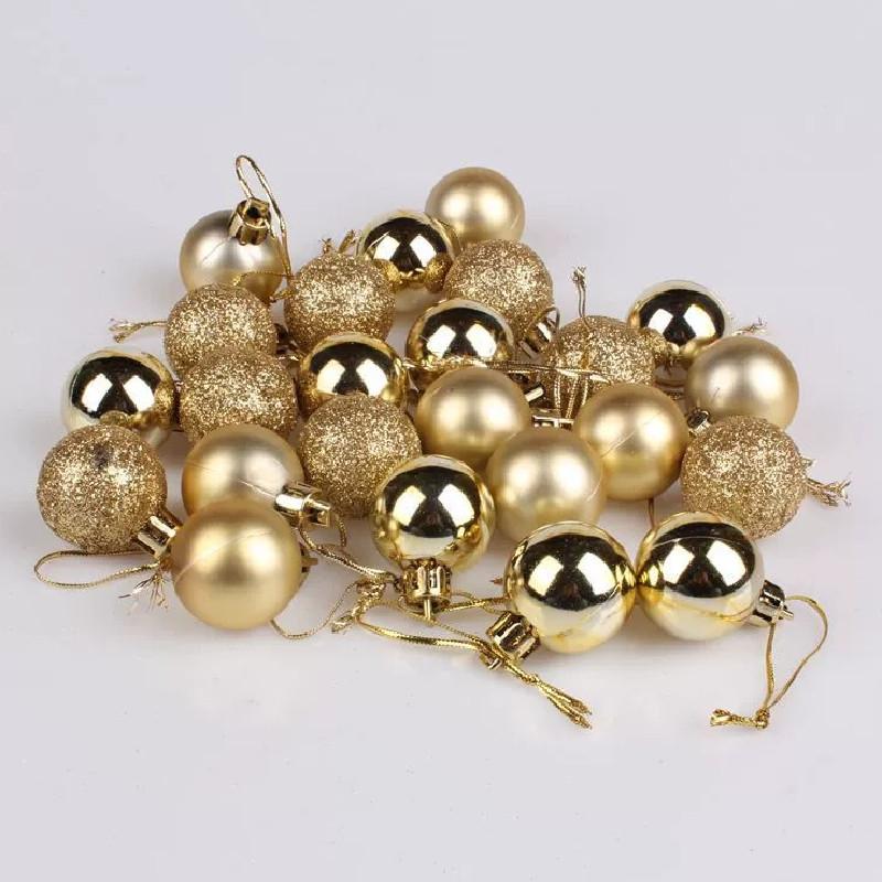 30mm Pack 24 Christmas Matte And Glitter Decor Ball Festival Props Atmosphere