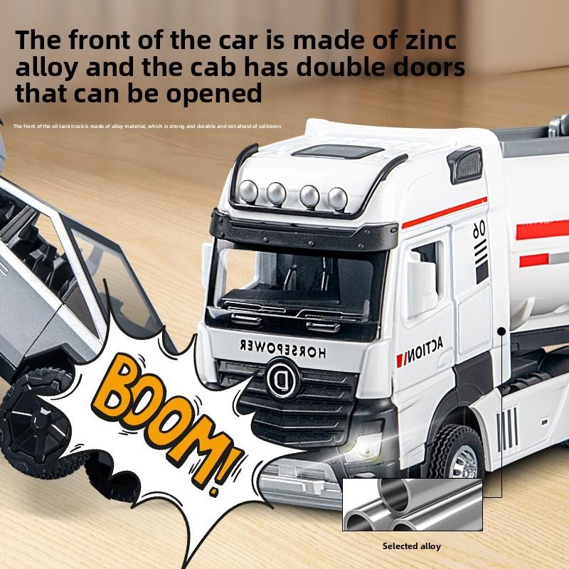 Engineering Vehicle Model Long Alloy Fuel Tanker With Lights Sound For Kids Playroom