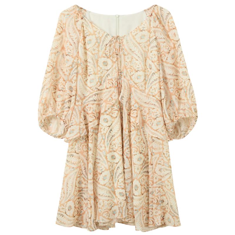 Sancai 2026 Summer Paisley Print A-Line Dress L