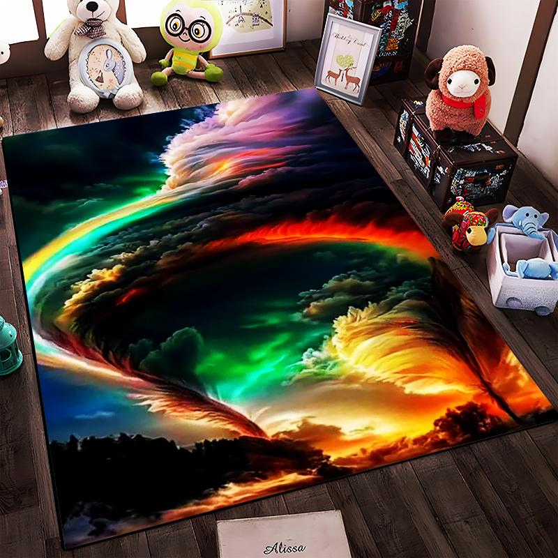 Colorful Abstract Sky and Clouds Pattern Carpet for Living Room Decor Suitable for Use As an Anti-slip for Living Room Bedroom Sofas
