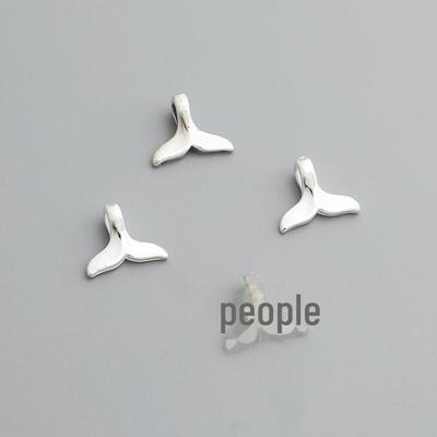 S925 Sterling Silver Mini Mermaid Tail Pendant for DIY Jewelry and Beaded Bracelets