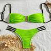 European & American Color Block Lace-up Bikini Swimsuit for Women - Sexy Beach & Hot Spring Swimwear 2025