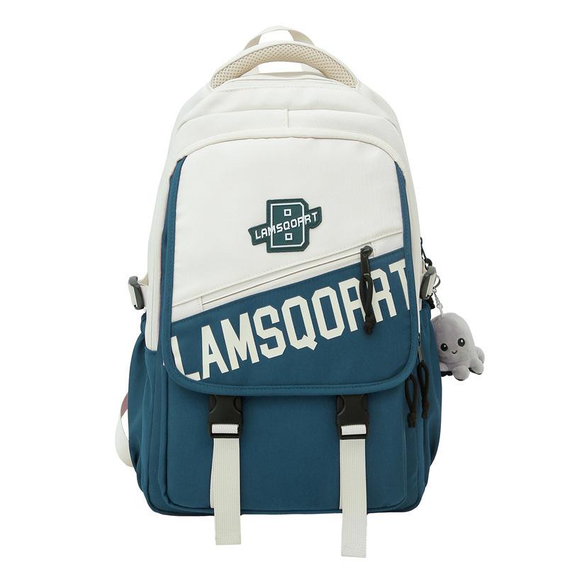 

Fashion versatile letter printing contrasting color large-capacity schoolbag for men and women new campus commuter backpack Without pendant зелений