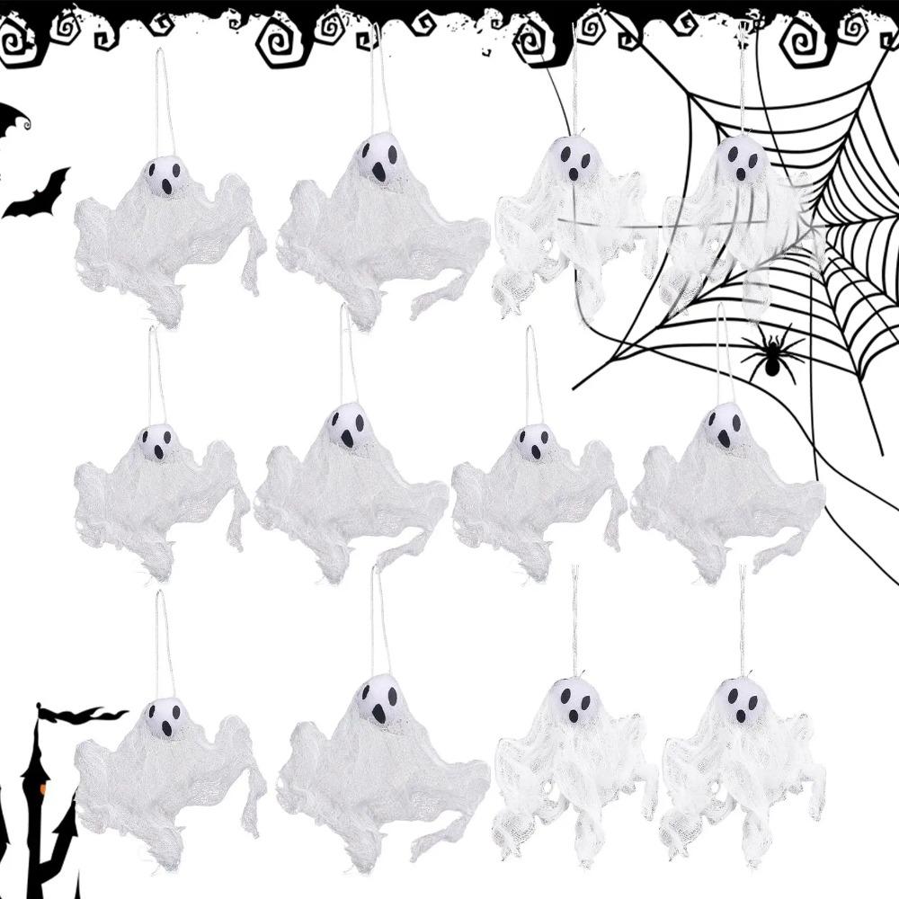 6pcs Spooky Props White Ghost Pendant Trick or Treat Ghost Hanging Ornament  Halloween Festival