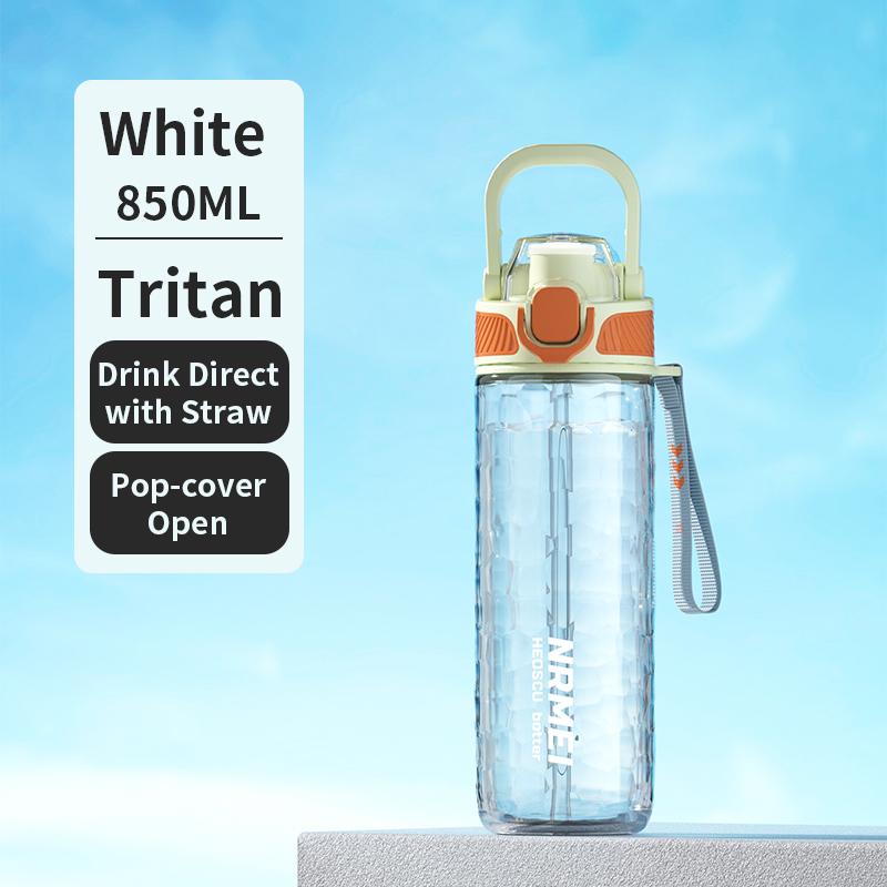 Summer Sport Water Bottles with Straw, Tritan Cup, One Click Open Water Bottle with Handle, Outdoor Portable Drinking Bottles