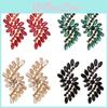 Fashion Geometric Crystal Drop Earrings For Women With Alloy Material Elegant Evening Jewelry