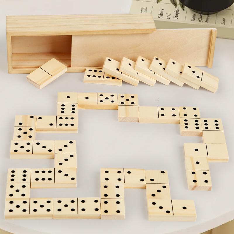 Wooden Domino Chess Set-high-quality Board Game Toys, Equipped with Sturdy Storage Boxes, Very Suitable for Family Game Nights
