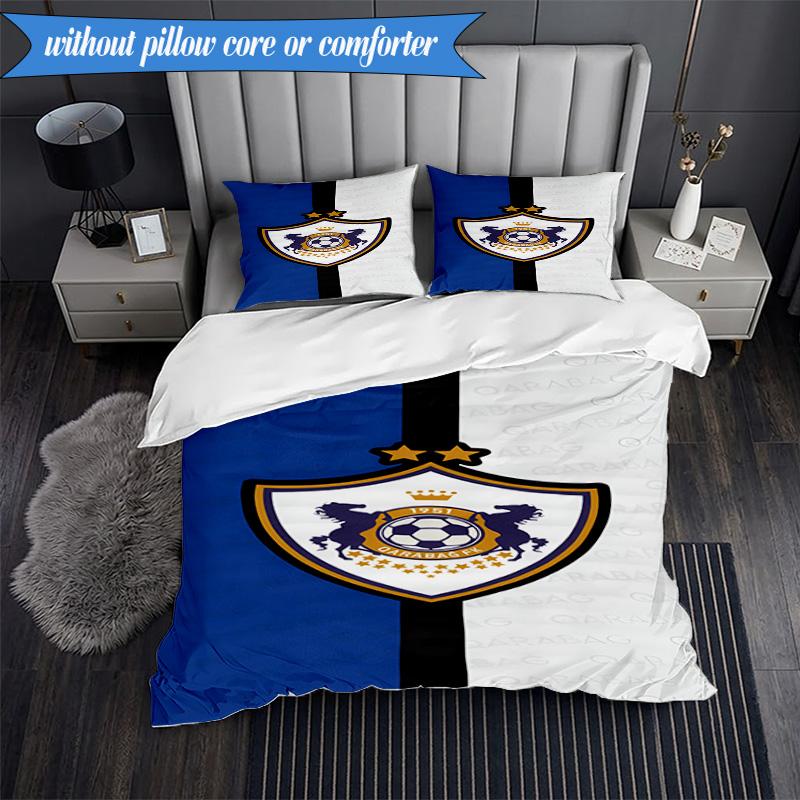 3PCS Qarabag Soccer Team Crest Design Bedding Set 2D Printing (Includes 1 Duvet Cover + 2 Pillowcases Coreless), Bedroom decor,Fan gift