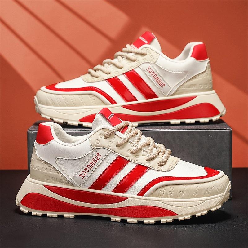 Trendy Brand Men's Shoes Winter New Leather Surface Comfortable Casual Soft Sole Fashion Three Bar Korean Version of Dad Shoes