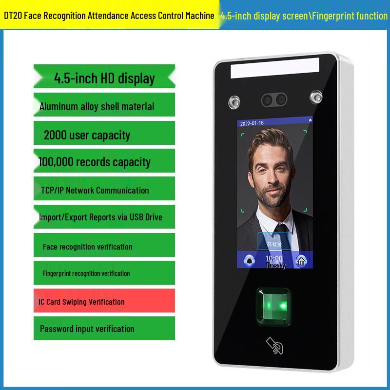 

Lan Cai He DT20 Facial Recognition Fingerprint Access Control Attendance System CN plug (adapter included)
