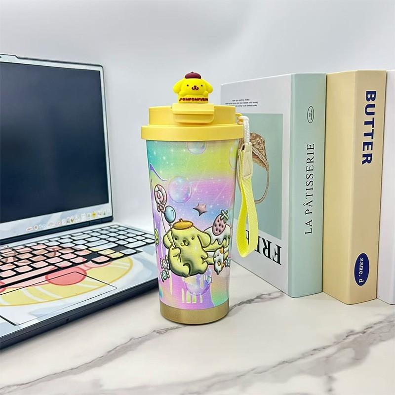 Kubek do kawy Labubu kubek termosowy z stali nierdzewnej 316 o wysokiej wartości męski i damski kubek na wodę kreskówkowy kubek ze słomką do picia podwójnego
