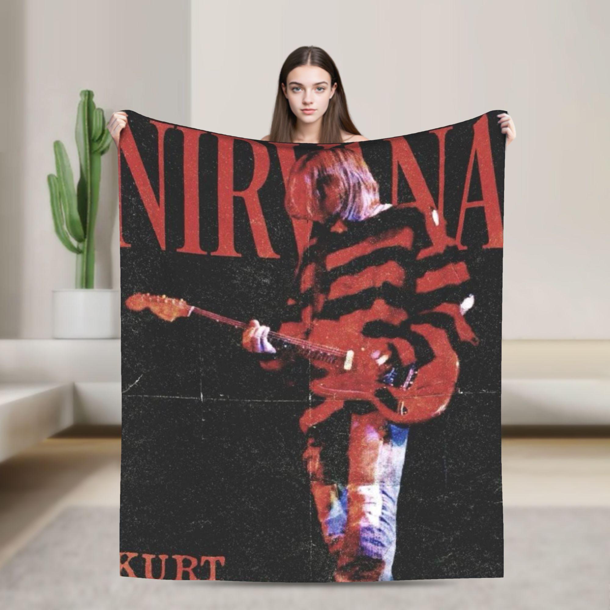 Плед Nirvana с изображением лица  Супермягкий смешной плюшевый плед для дивана, кресла, путешествий  Фланелевое покрывало Покрывало для кровати 30x40in