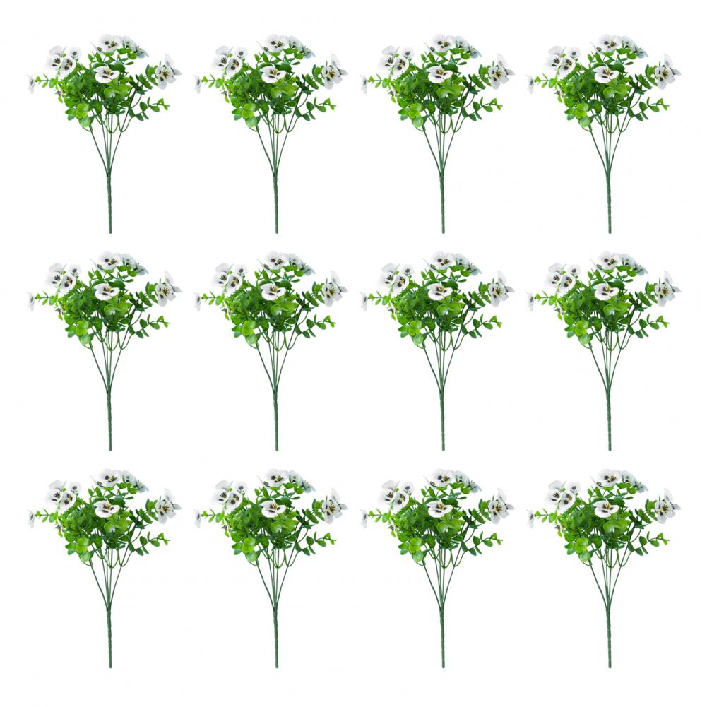 12 Pcs Artificial Pansy Flowers Colorful Long-lasting UV Resistant Faux Silk Flowers Realistic Vibrant Outdoor Flower Bundles