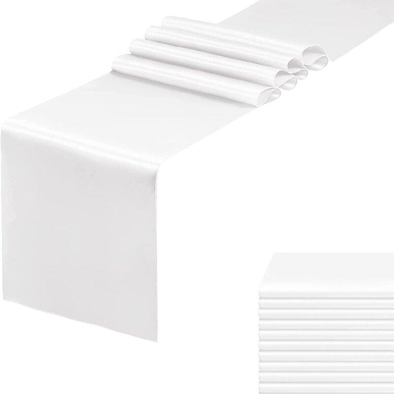 

10 шт. атласных дорожек для стола 12 x 108 дюймов, шелковая ткань для свадебного рождественского банкета, выпускного, дня рождения, украшения стульев 24pc 30X30cm Napkins