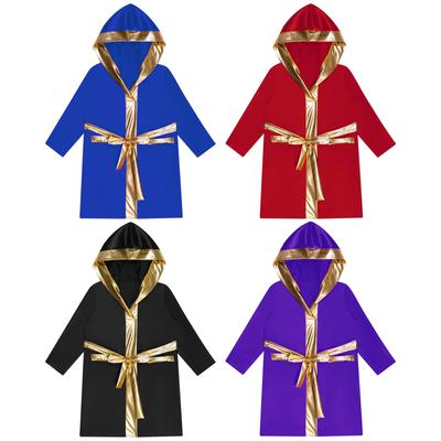 Dětský chlapecký boxerský župan Kostým pro thajský box Mikina s dlouhým rukávem s otevřeným předním dílem Plášť s kapucí s páskem Cvičební Sportovní Fitness Joggers