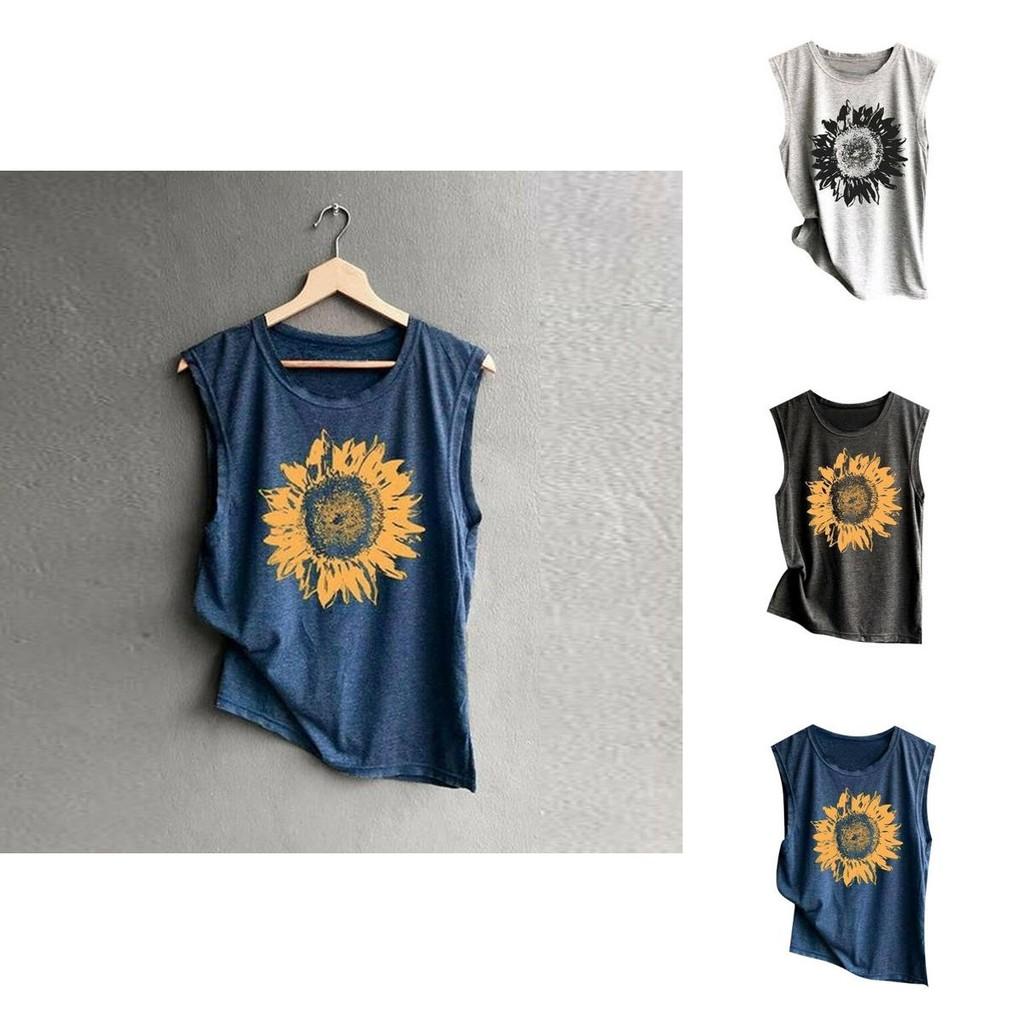 Stylish And Comfortable Women Sleeveless Top With Eye-catching Sunflower Design
