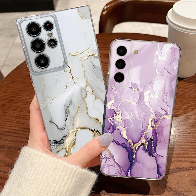 Marble Pattern Clear Phone Case For Samsung Galaxy S26 S25 S24 S23 Ultra S22 Plus S24 S21 FE S25 Edge Transparent TPU Soft Cover