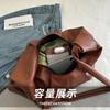 Vintage Pleated Design Women PU Shoulder Hobos Bags Solid Color Versatile Ladies Crossbody Bag Large Capacity Female Casual Tote