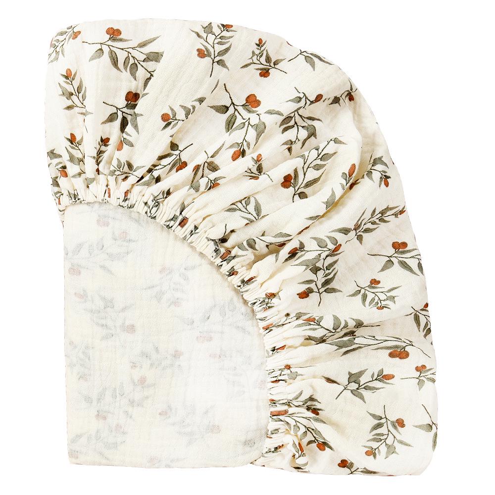 Baby Pure Cotton Double Layer Gauze Crinkle Fitted Sheet Bed Cover