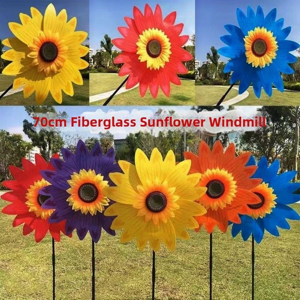 Mehrfarbige Sonnenblumen-Windmühle PVC Garten Hof Windspiel Outdoor Party Picknick Deko