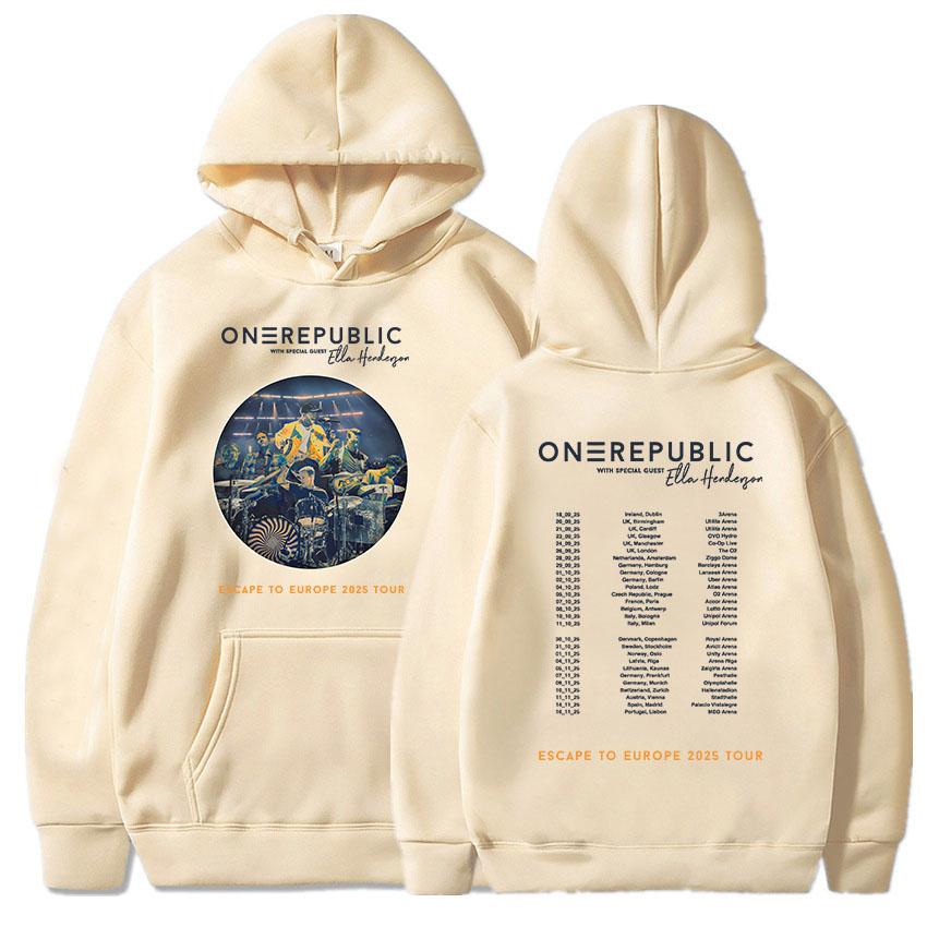 OneRepublic Escape To Europe 2025 Tour Hoodies Autumn Fleece Casual Male Sweatshirts Long Sleeve Band Printing Sudaderas Unisex