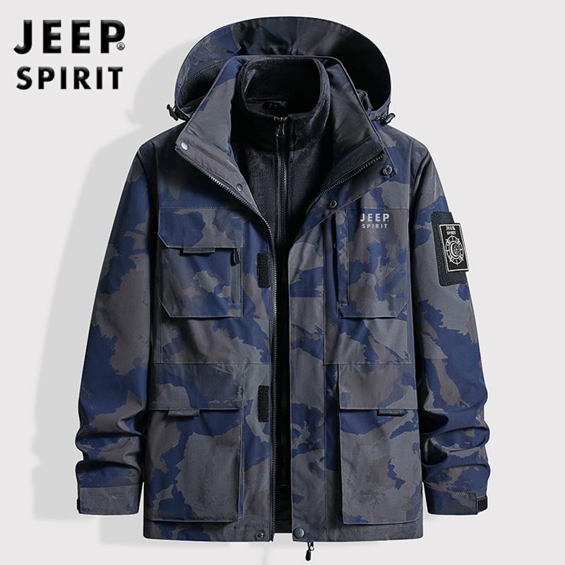 

Мужской ветрозащитный зимний комплект одежды Jeep Casual 2025 со съемным капюшоном и подкладкой, Большой размер #88988 M