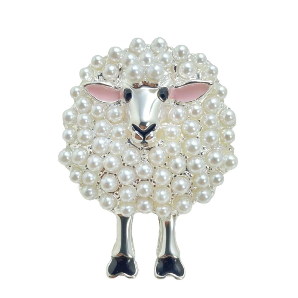 Zinc Alloy Pearl Brooch Full Drill Design Fashion Brooch Sheep Brooch For Bags Hats T-shirts Jeans