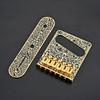 Vintage Carved Pattern Guitar Roller 6-Saddle Bridge and 3-Way Switch Control Plate Set for 6 String Electric Guitars