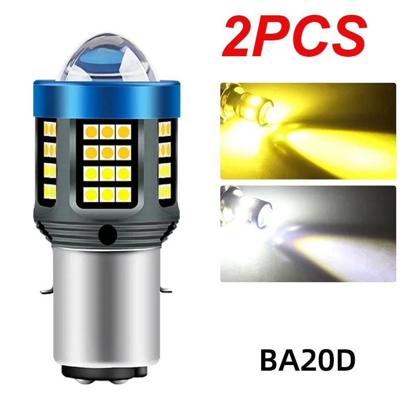 1pc H4 BA20D H6 LED Motorcycle Headlight CSP Dual Color White Yellow Hi Lo Beam Lens Fog Lamp for Motobike Scooter Running Light