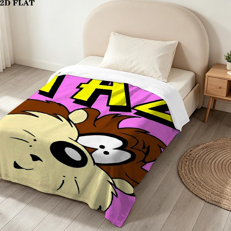 1PC Tazmanian Devil Patterned Flannel Blanket Suitable For All Seasons For Home Decor Warmth And Comfort Gifts Holiday Present