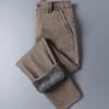 Pantaloni calduri din lână de iarnă pentru bărbați Business Slim Fit Stretch Gros Gri Kaki Fluff Casual Fashion Pantaloni bărbați
