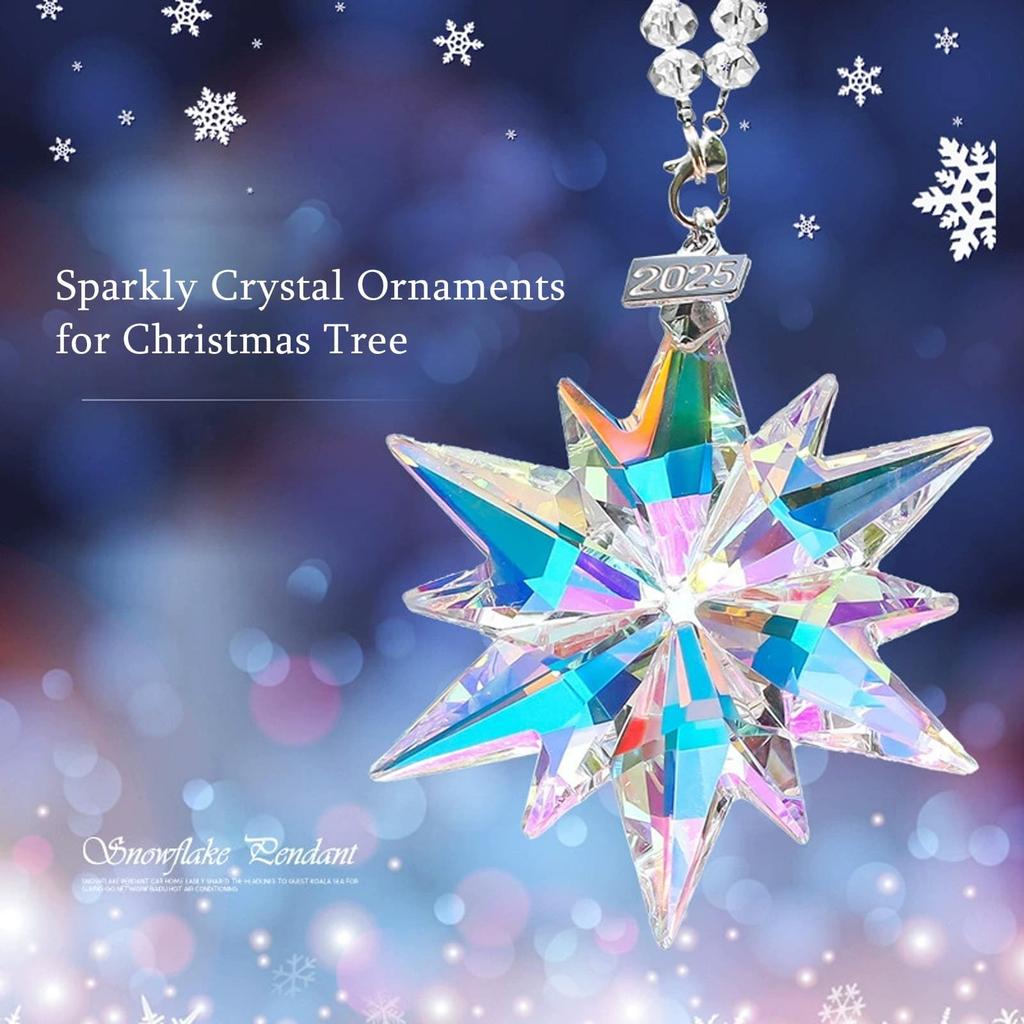 Crystal Snowflake Suncatcher Decorative Crystal Snowflake Star Pendant Suncatcher