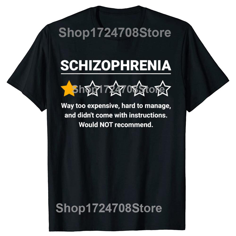 Schizophrenia One Star Rating Funny Awareness T-shirts Men Women's Fashion Casual Tshirt 100% Cotton Loose Oversized T Shirt