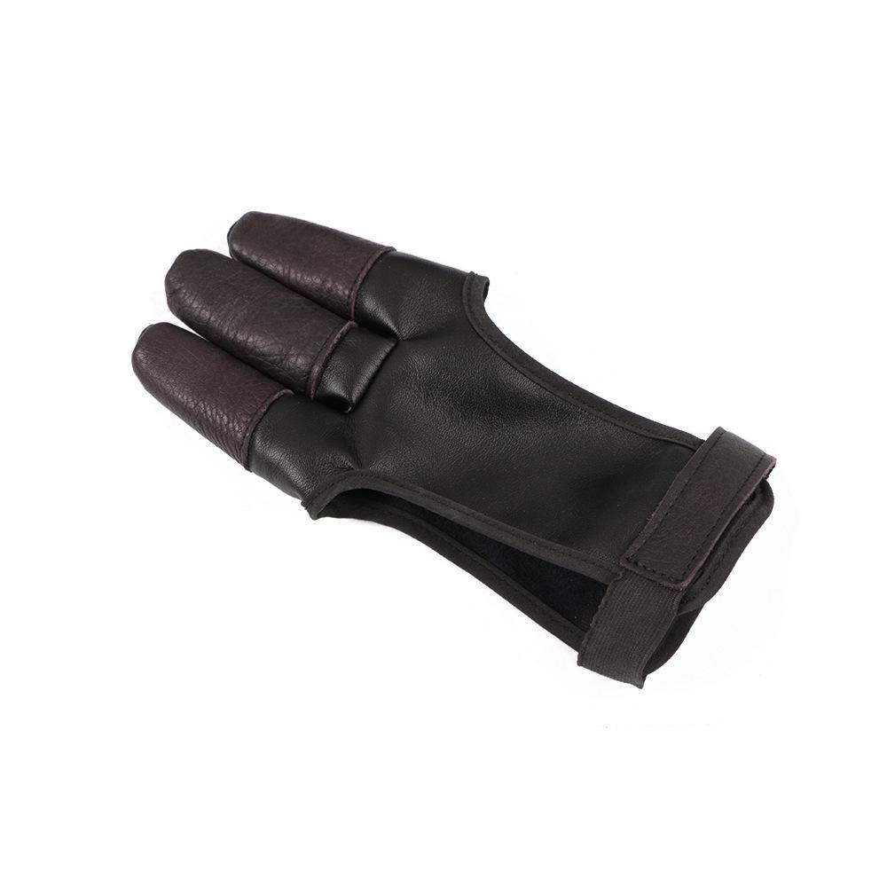 Huwairen Cowhide PU Velvet Hunting & Archery Three-Finger Gloves with Arm Guard
