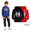 5529 Moletom Casual com Bolso e Mangas Longas Estampado Roblox para Meninos e Meninas