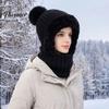 Passamontagna Invernale per Uomo e Donna, Passamontagna Antivento, Cappello Maschera da Sci a Maglia, Cappello a Maglia Foderato in Pile con Scaldacollo Scalda Teste, Pompon, Accogliente Freddo