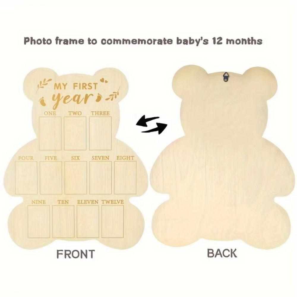 Bear/Egg/Door Shape Baby Milestone-Photo Frame Wood Board Photo Banner  Mothers Day Celebrations