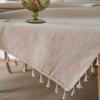 Cloth Dad Nordic Plain Polyester Hemp Fringed Tablecloth Simple Imitation Bamboo Hemp Washable Square Dining Table Coffee Table Cover