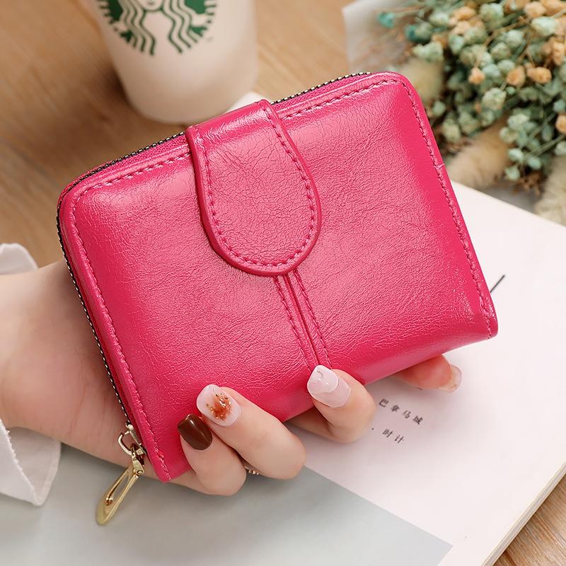 

IELGY Модный универсальный простой однотонный кошелек для монет на молнии для женщин красный