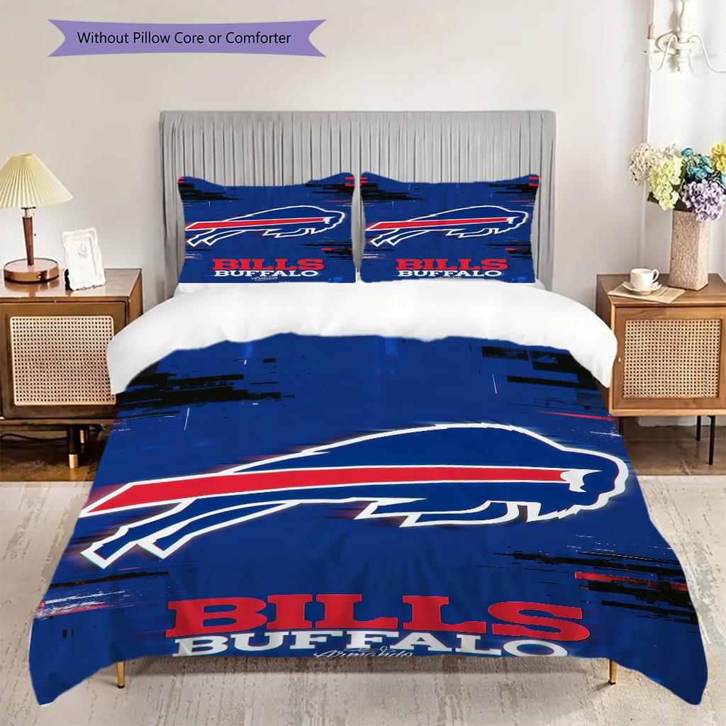 Set di tre pezzi Spirito di squadra Buffalo Bills(1 * copripiumino + 2 * federa, senza nucleo)Set biancheria da letto Morbido e confortevole Copripiumino e federa