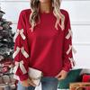 2026 Autumn/Winter Women's Solid Color Bow Long Sleeve Round Neck Hoodie for Christmas