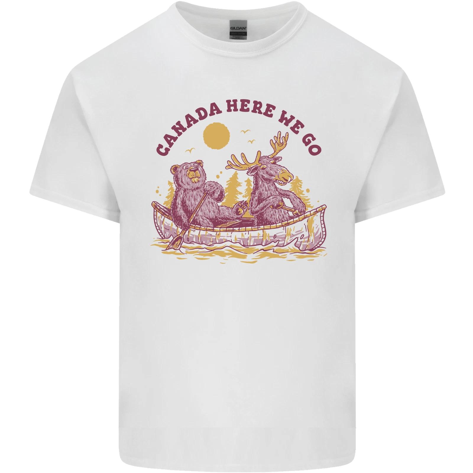 Canada Here We Go Moose and Bear Canadian Kids T-Shirt Childrens 2XL